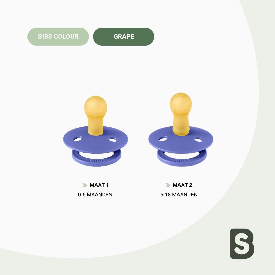 BIBS fopspeen met ronde speen van latex in de paarse kleur Grape