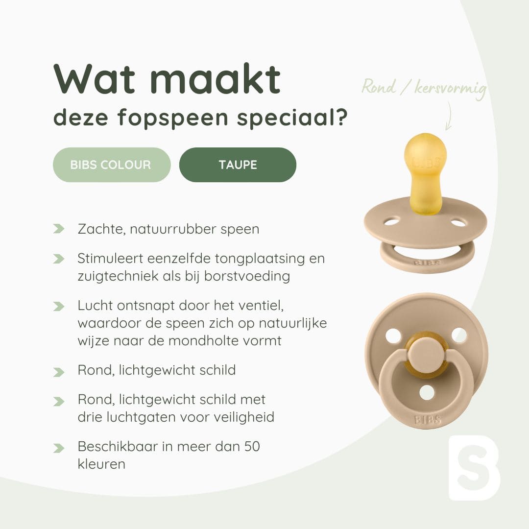 BIBS Colour rondvormige speen in de kleur Taupe
