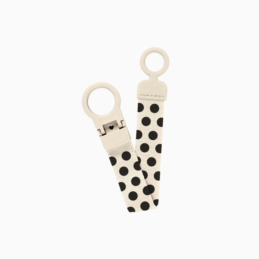 BIBS Polkadot speenkoord in de witte kleur ivory met zwarte stippen