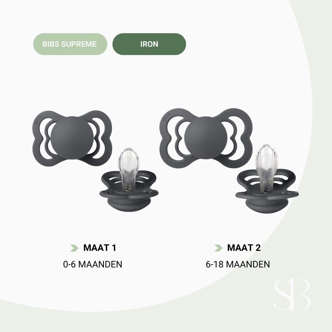 BIBS Supreme siliconen speen in de kleur iron