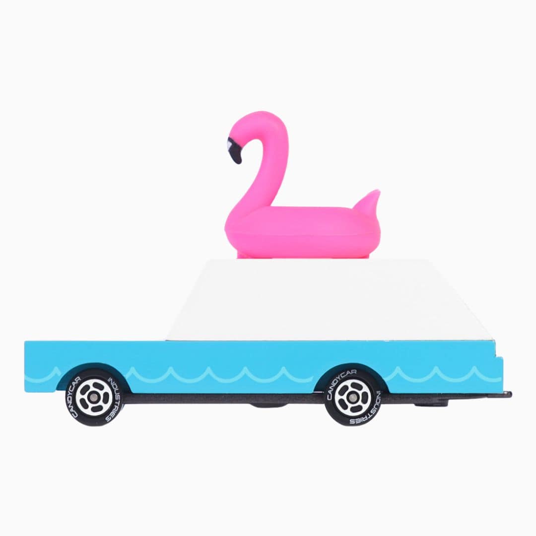 Candylab Toys candycar houten auto met roze flamingo 