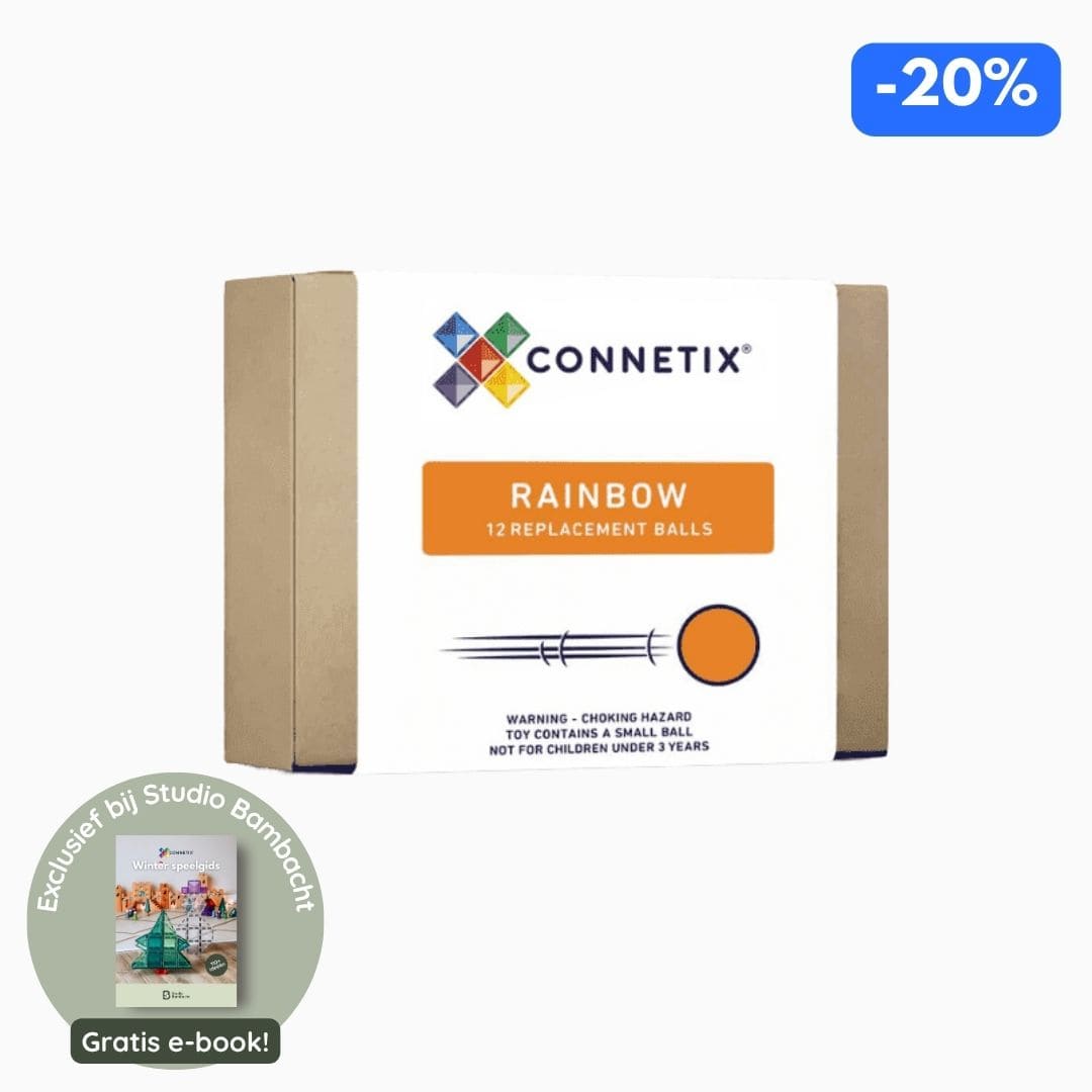 CONNETIX Rainbow houten knikkers - 12-delig
