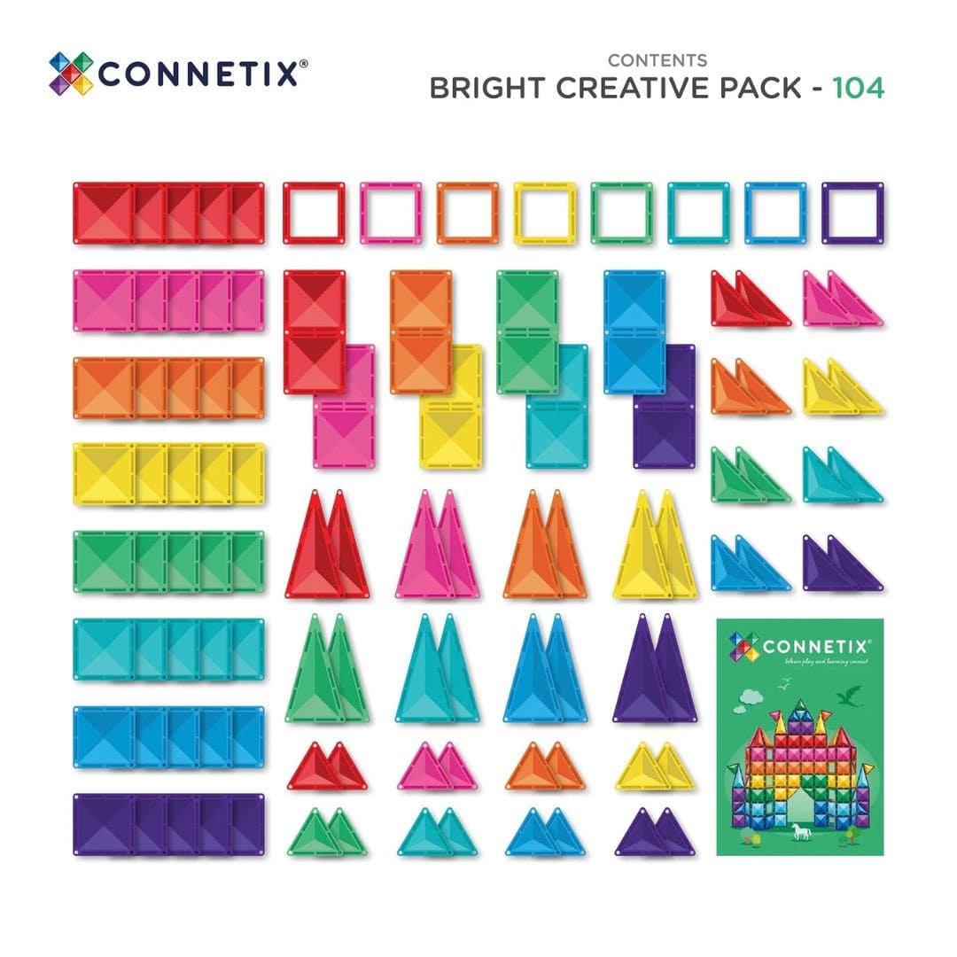 CONNETIX bright creative pack regenboog met 104 magnetische tegels