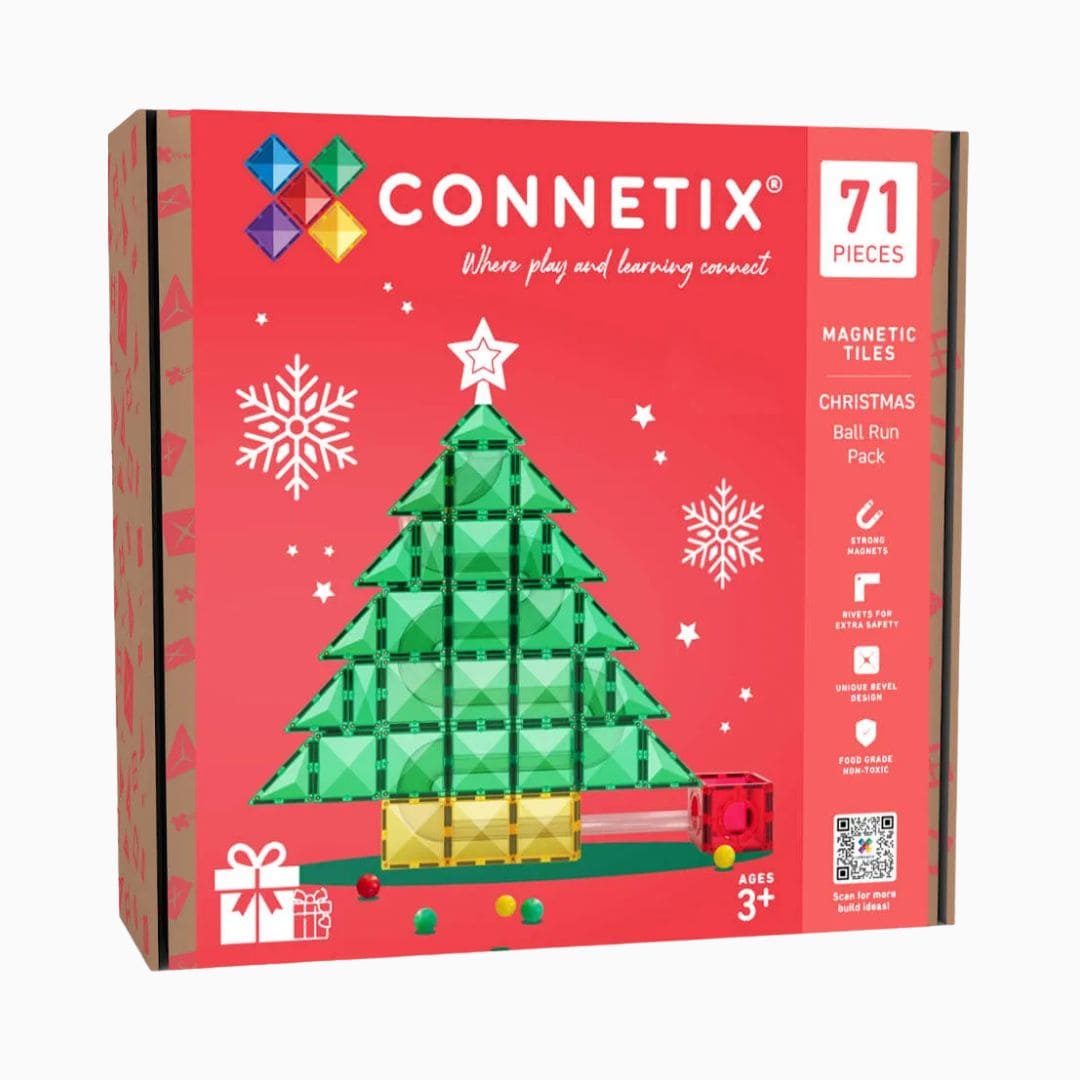 Connetix magnetische tegels knikkerbaan om kerstboom ball run te maken