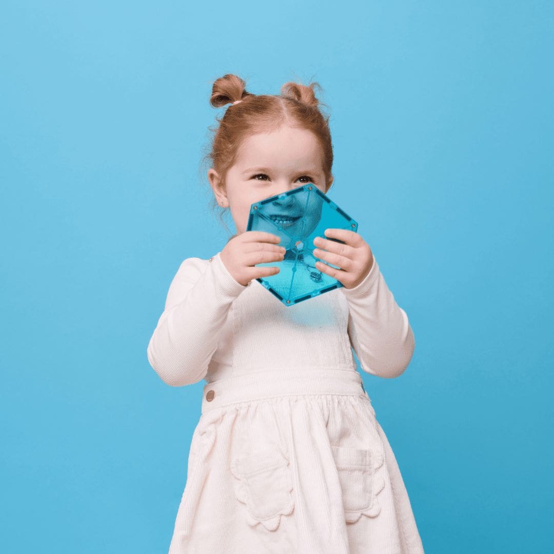 Connetix magnetische tegels teal pack met tegels in turquoise uit de regenboog collectie