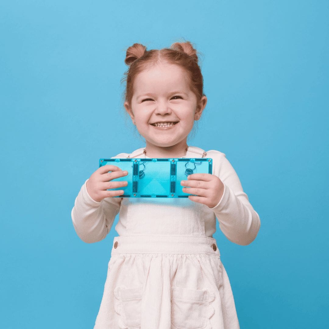 Connetix magnetische tegels teal pack met tegels in turquoise uit de regenboog collectie