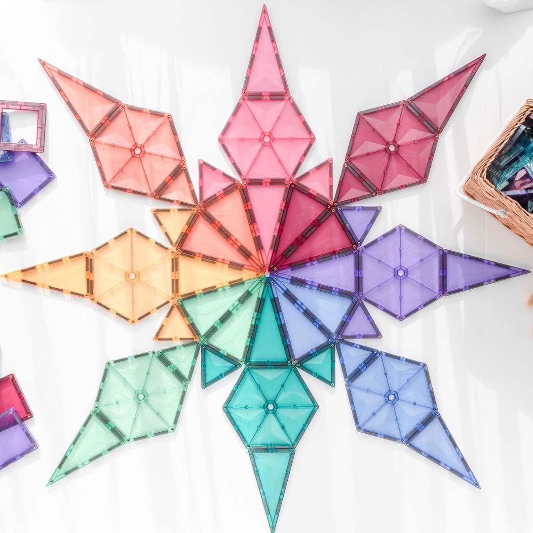 Connetix Pastel geometry pack met 40 magnetische tegels in driehoekige vormen
