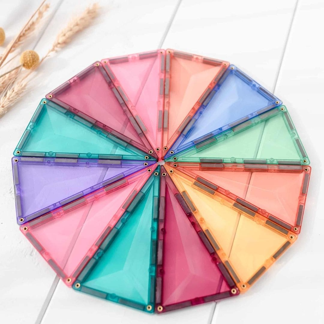 Connetix Pastel geometry pack met 40 magnetische tegels in driehoekige vormen