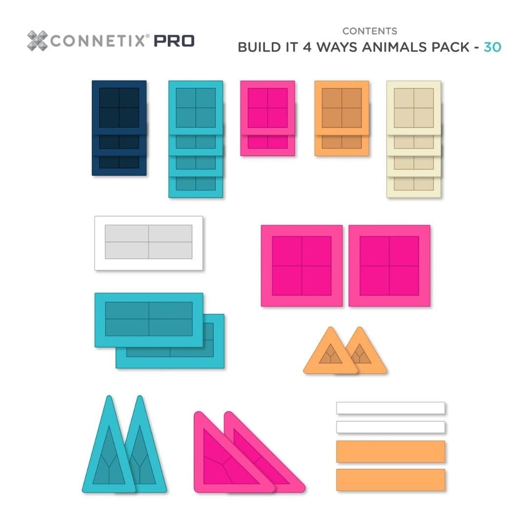 CONNETIX pro magnetische tegels build it 4 ways animals pack 30 pieces