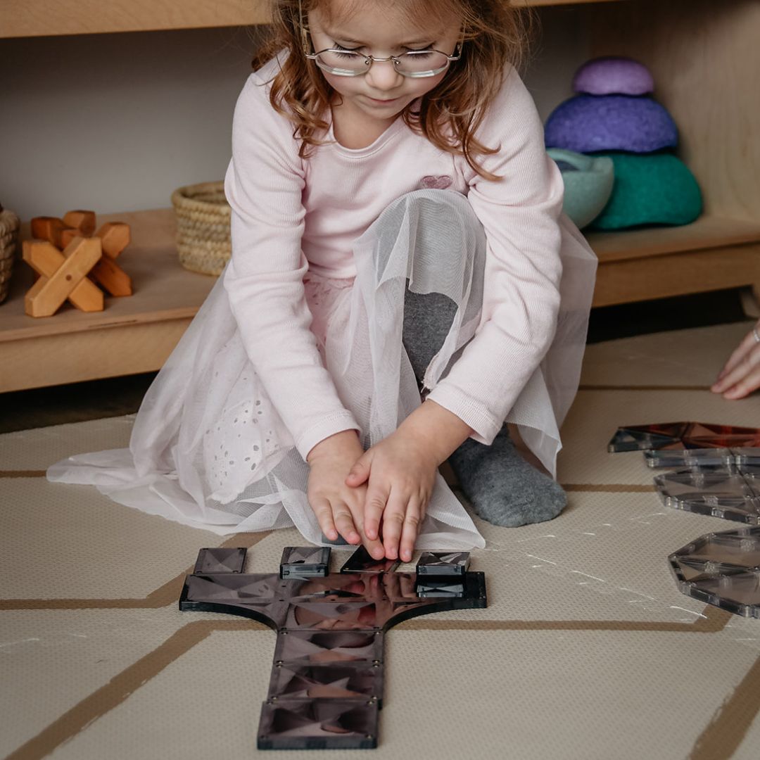 connetix roads zwarte magnetische tegels pak van 16