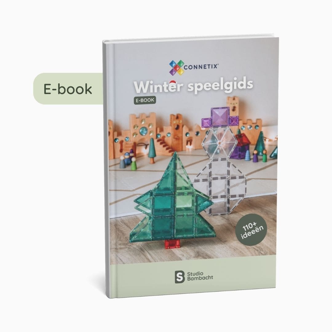Speelgids met spelideeën voor magnetische tegels van o.a. Connetix in het thema kerst en winter