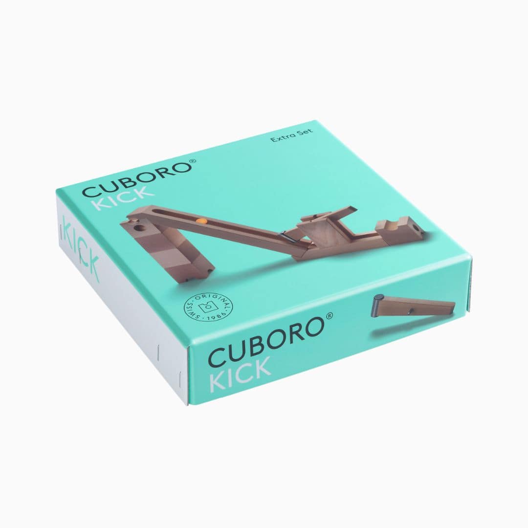 CUBORO houten knikkerbaan uitbreiding kick met 8 delen