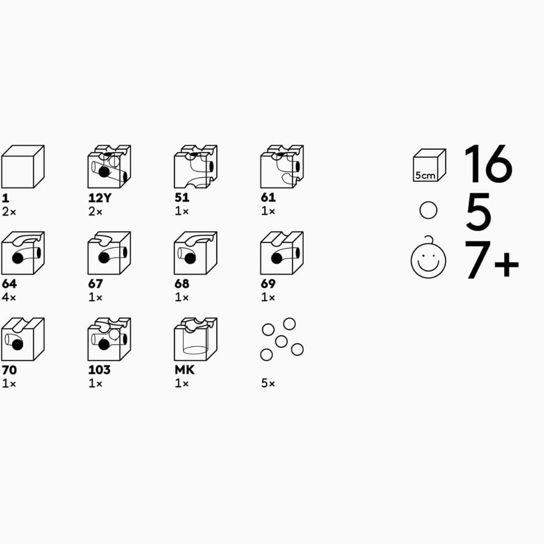 CUBORO knikkerbaan uitbreidingsset tunnel met 16 bouwelementen