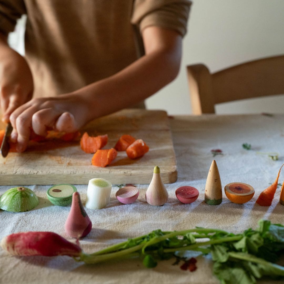 Grapat houten groente loose parts