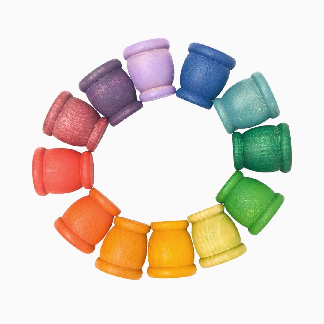 grapat houten bakjes eierdopjes in 12 kleuren