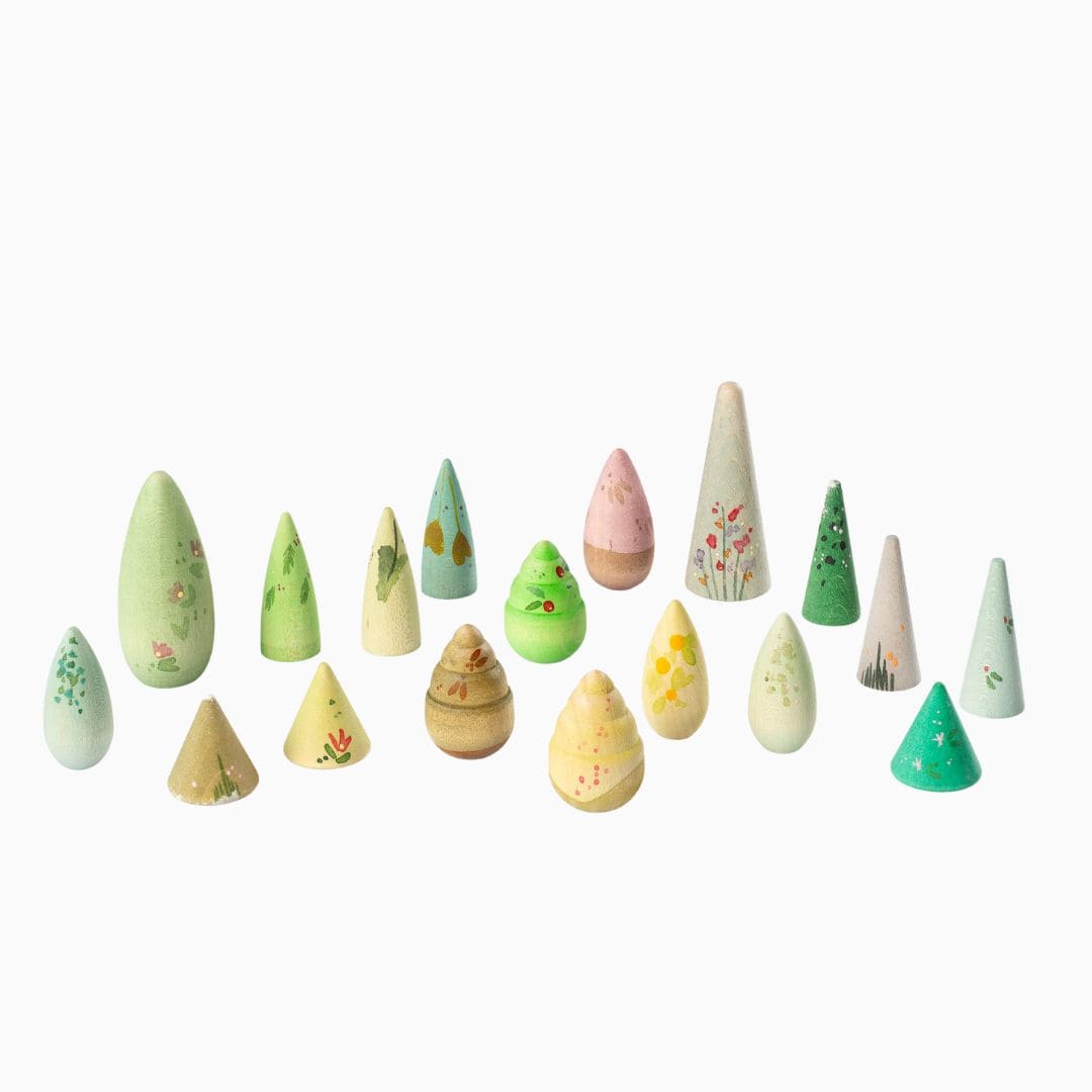 Grapat mandala loose parts houten bomen