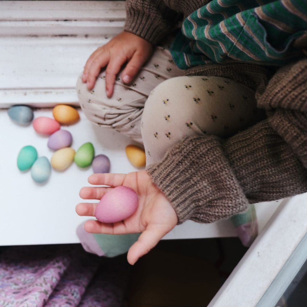 Grapat houten eieren in pastelkleuren - 12 stuks