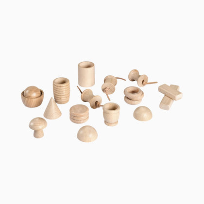 Grapat set met 20 loose parts van hout om te ontdekken vanaf 10 maanden