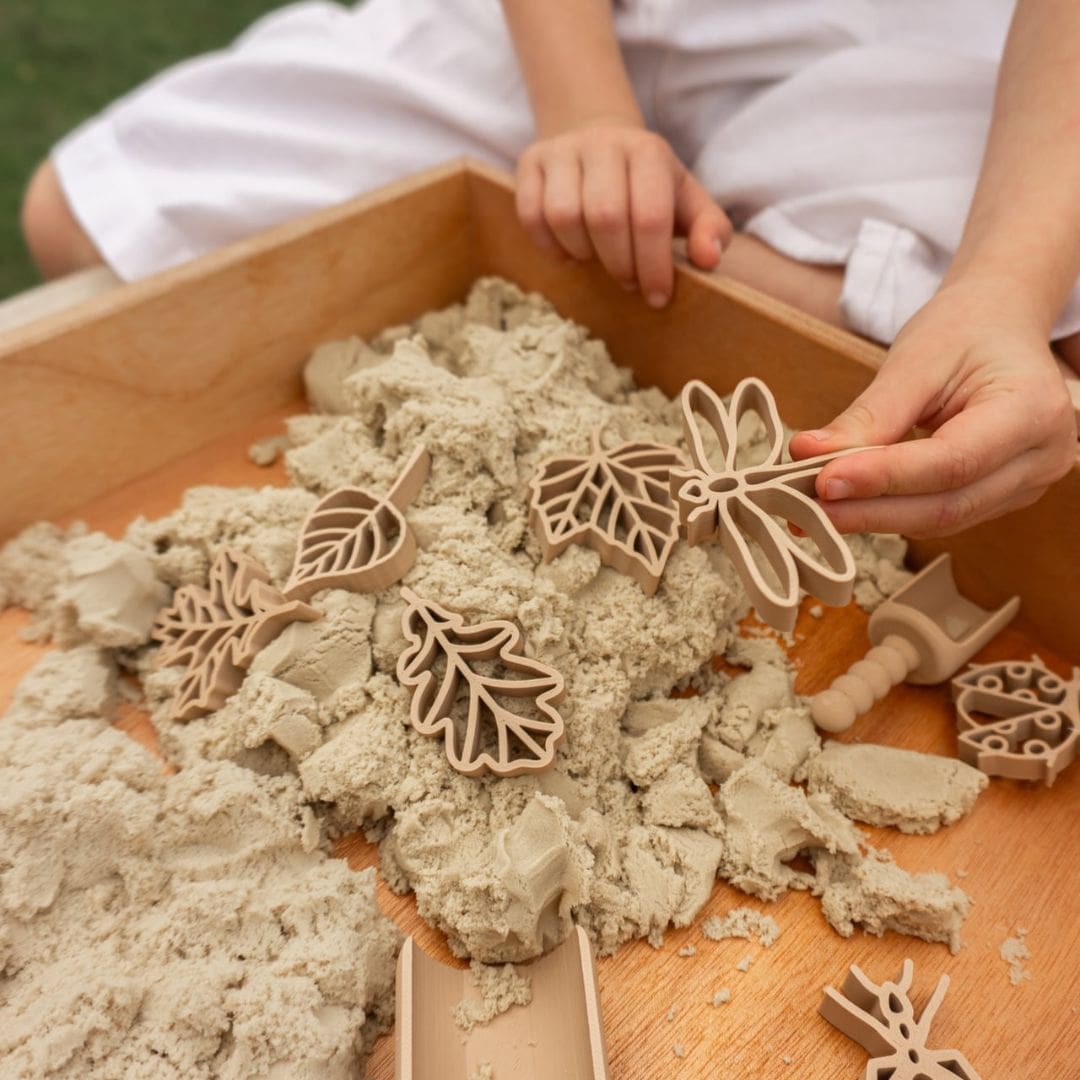 Grennn kinetisch zand vormpjes blaadjes