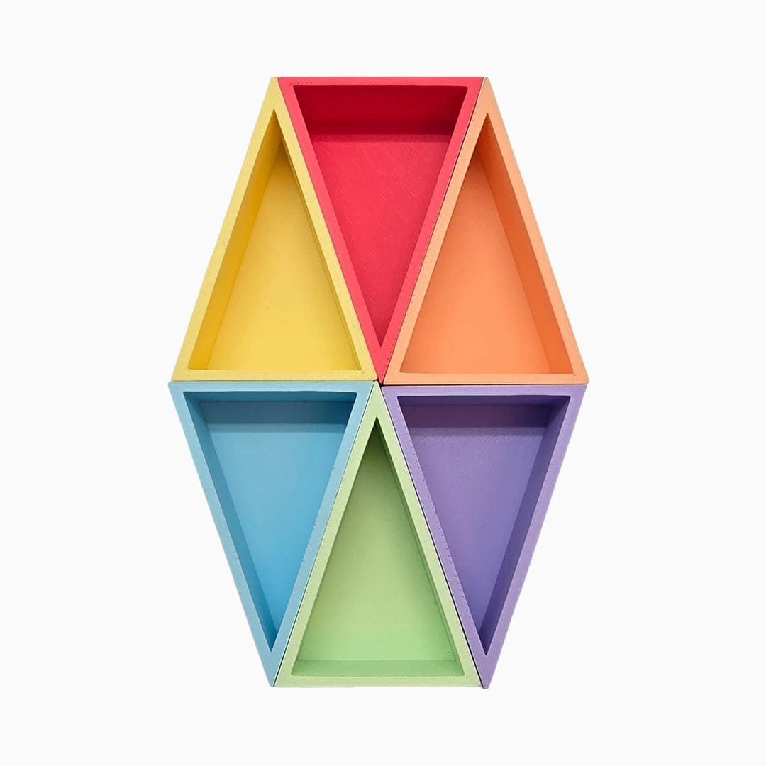 Grennn kinetisch zand accessoires met gelijkbenige driehoek speelbakjes in pasteltinten