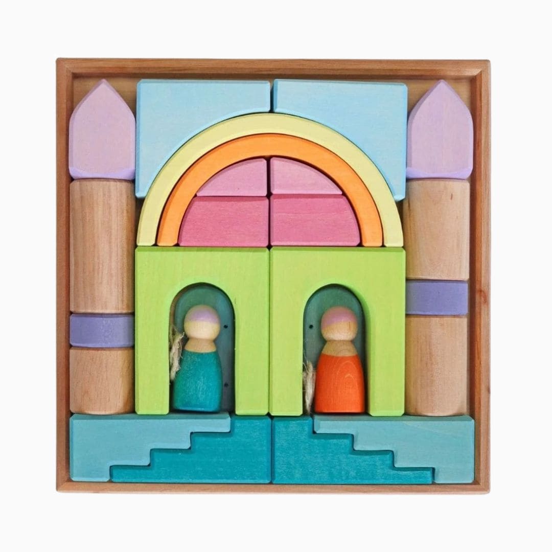 Grimm's houten blokken set Cloud Play met 26 bouwelementen in houten frame