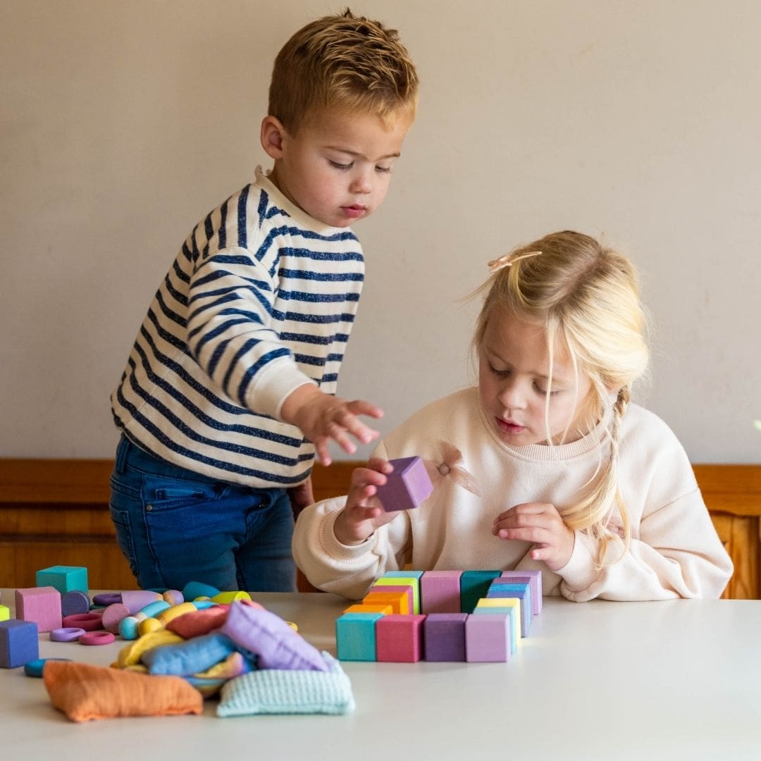 Grimms houten blokkenset mozaïek pastel