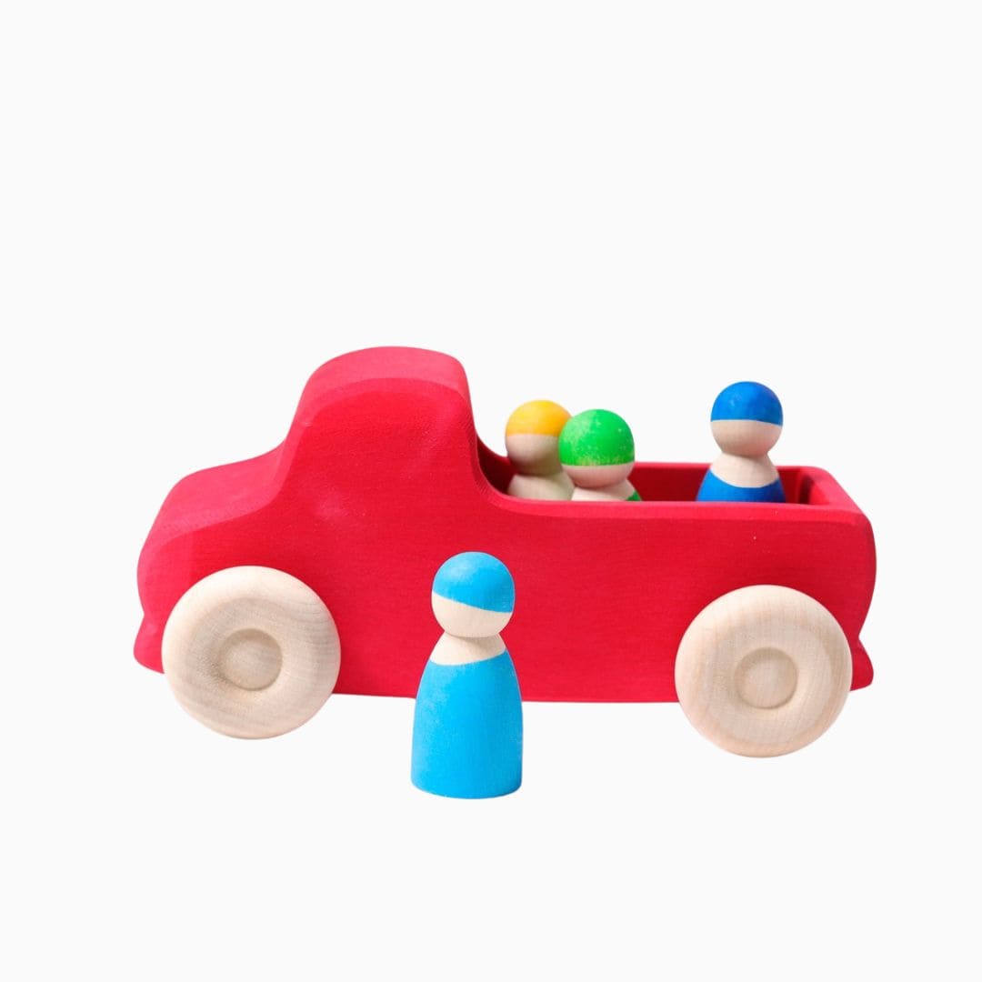 GRIMMS houten truck in de kleur rood