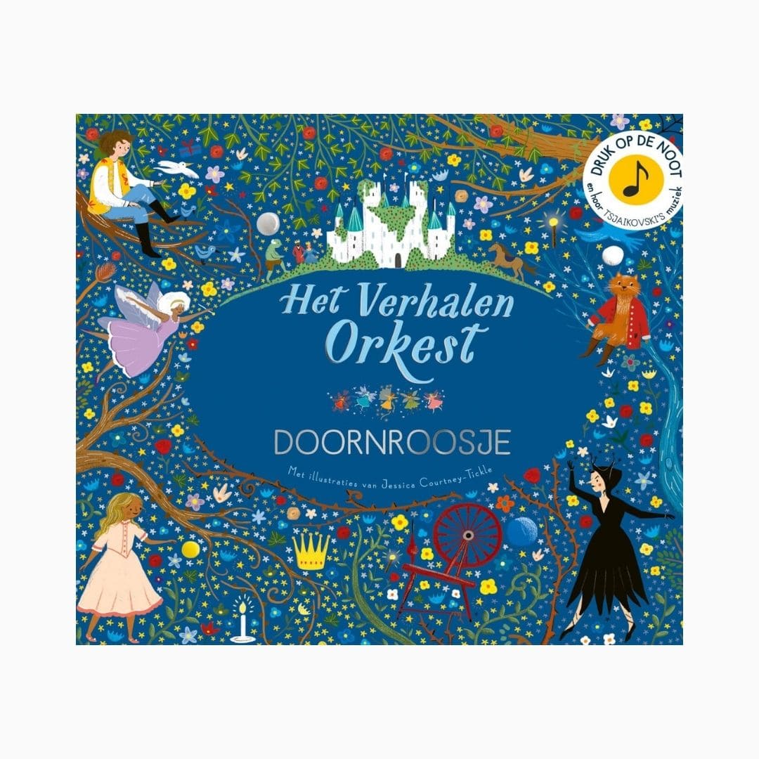 Het verhalen orkest muziekboek doornroosje met illustraties van Jessica Courtney tickle