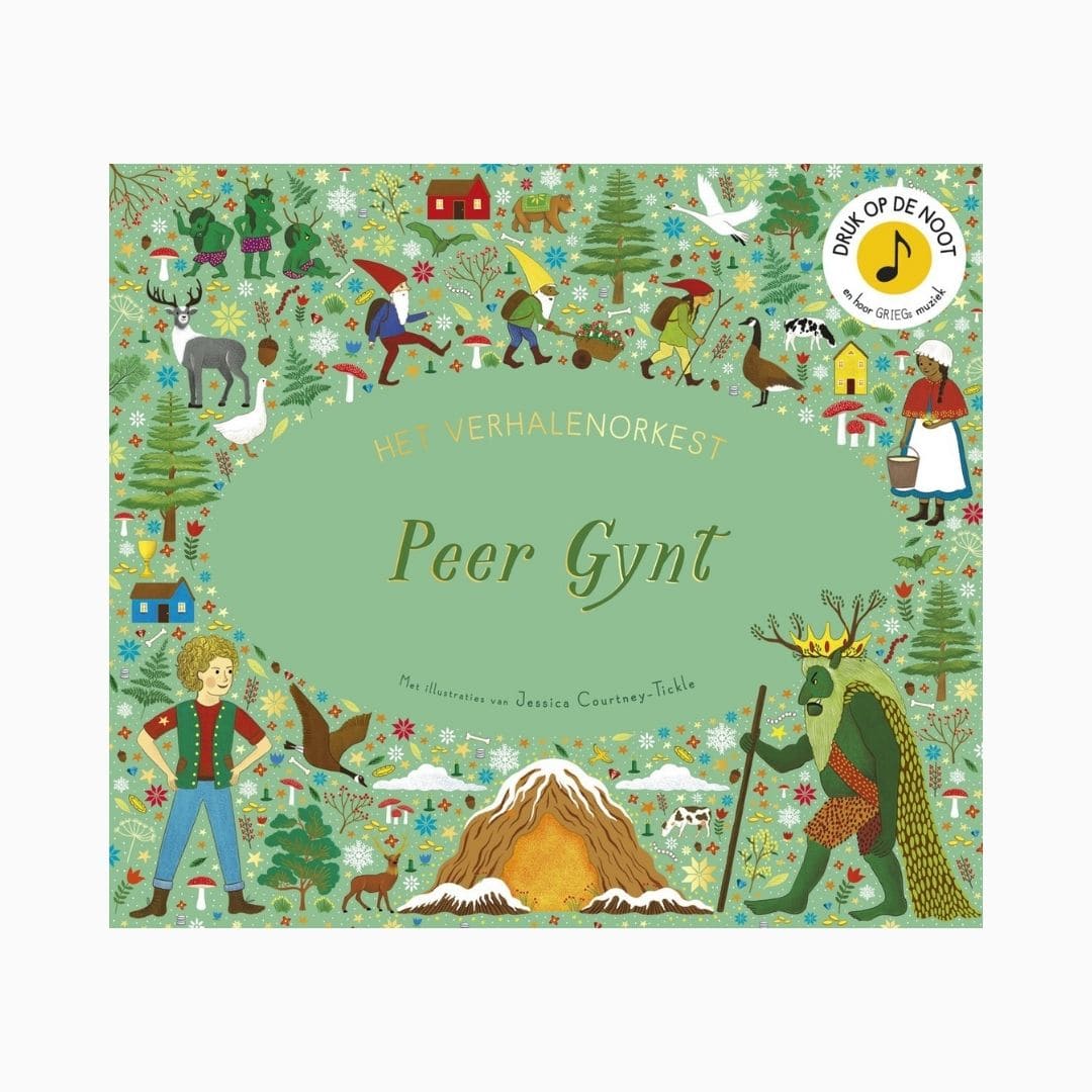 Het verhalen orkest geluidenboek peer Gynt met illustraties van Jessica Courtney tickle