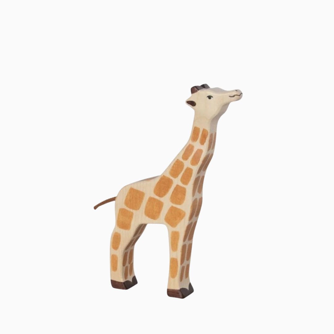 Holztiger houten baby giraf met kop omhoog