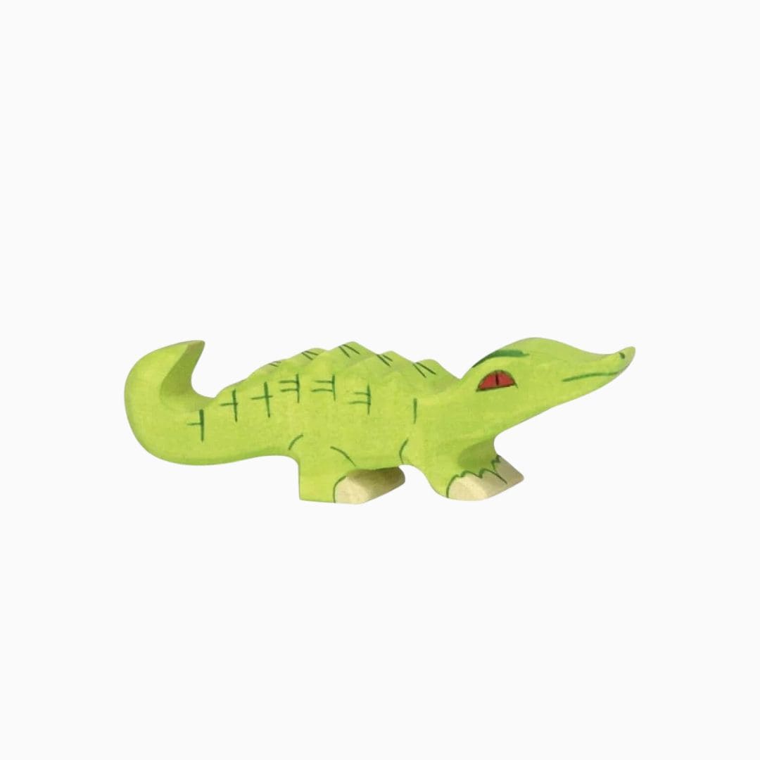Kleine baby krokodil van hout Holztiger