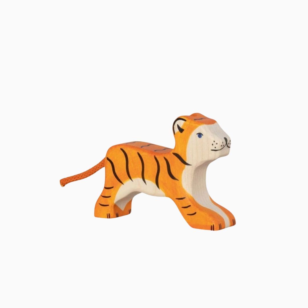 Houten baby tijger rennend van hout