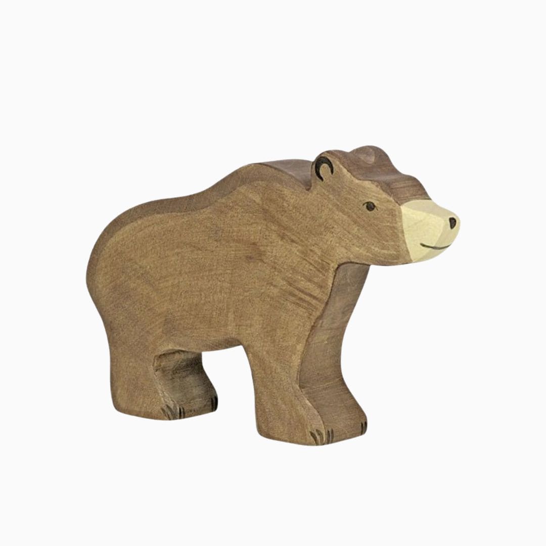 Holztiger houten speelfiguur bruine beer