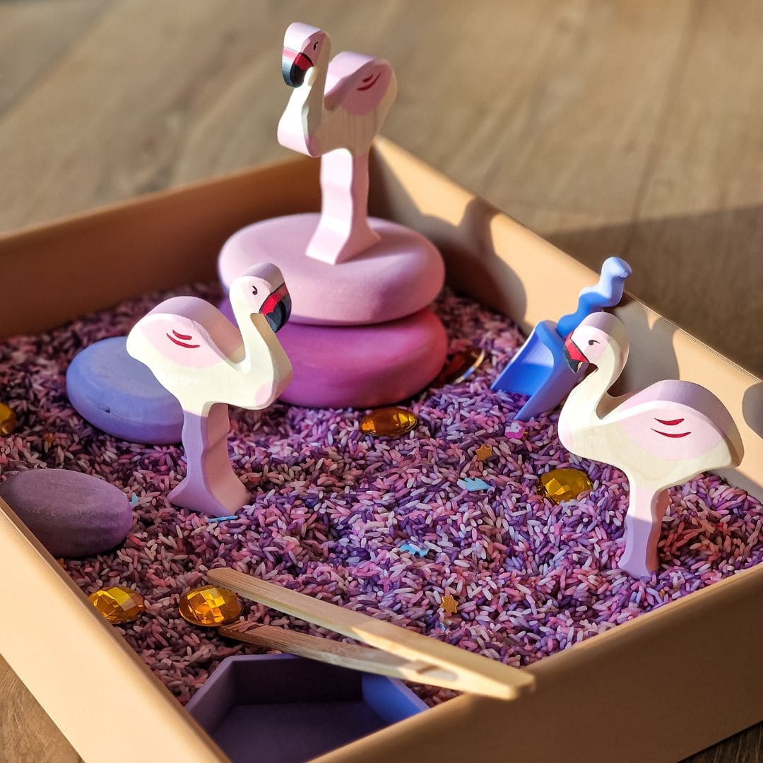 Holztiger houten speelfiguur flamingo