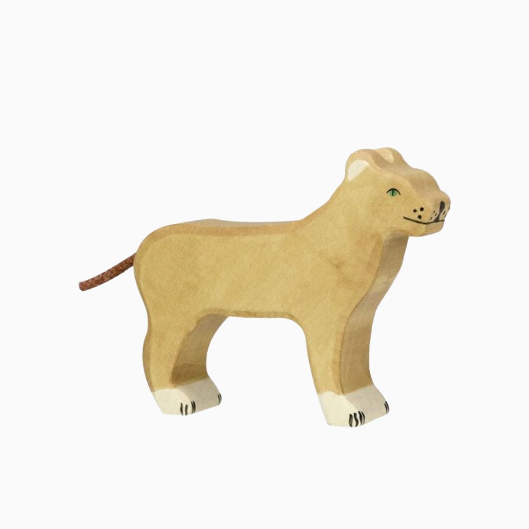 Holztiger speelfiguur leeuwin van hout