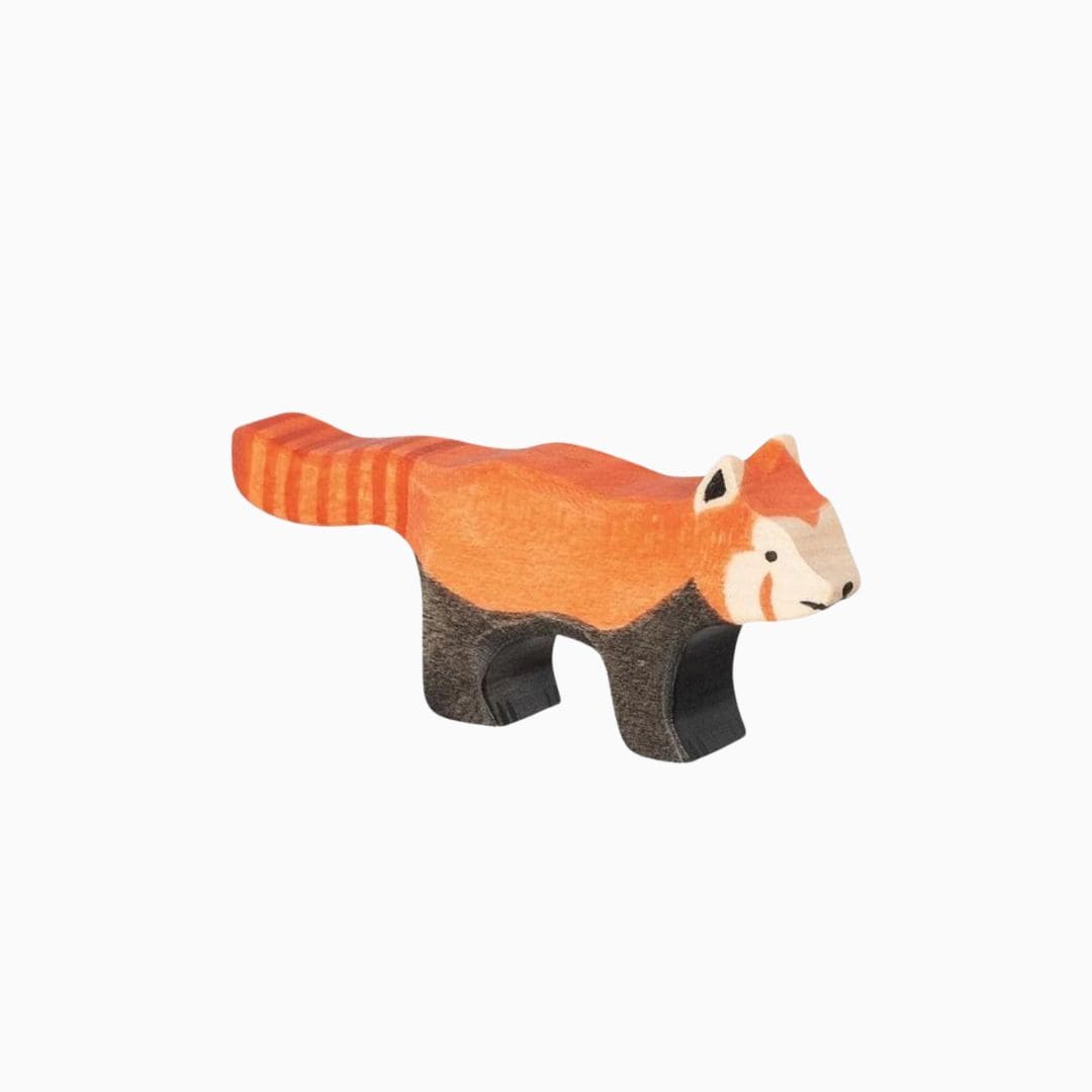 Holztiger rode panda van hout