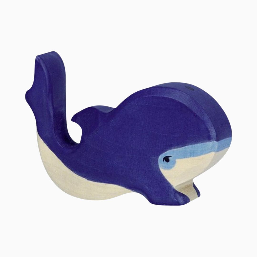 Holztiger houten vinvis blauw