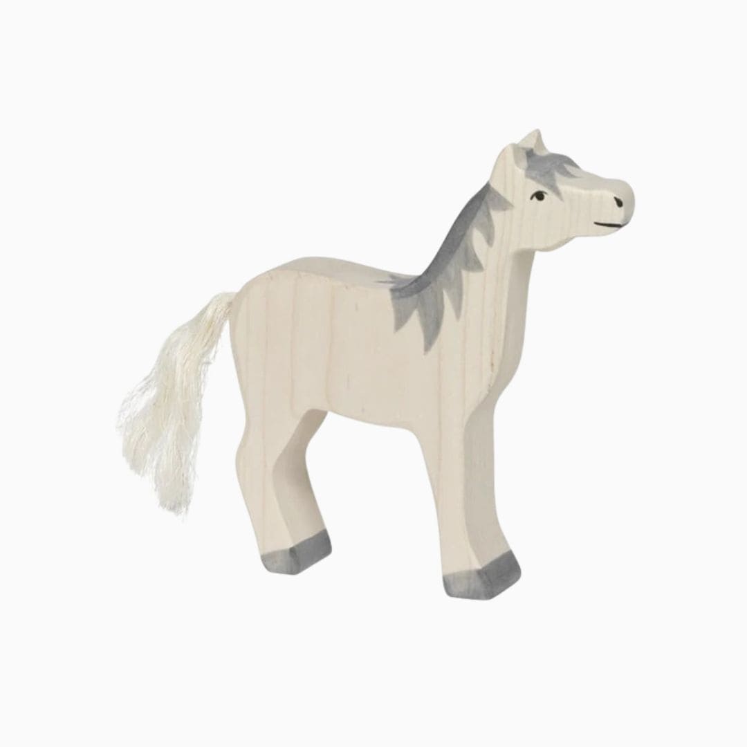 Holztiger wit paard van hout