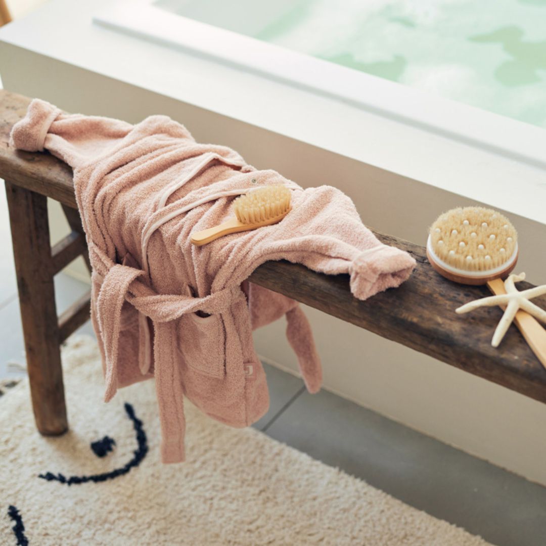 Jollein badstof badjas in de kleur pale pink roze