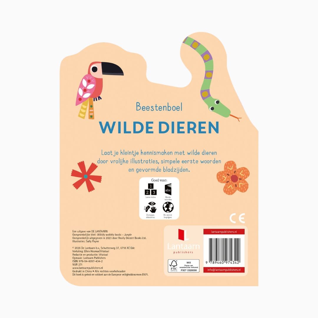 Kartonboek beestenboel wilde dieren van uitgeverij Lantaarn Publishers