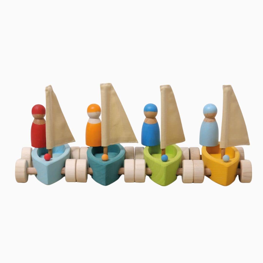 GRIMMS houten land zeilboten set
