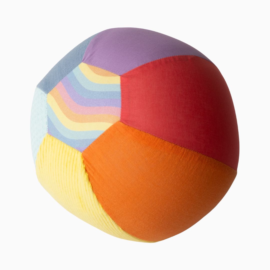 Little Botanic Label sensorisch ballenbal van stof in pastel kleuren