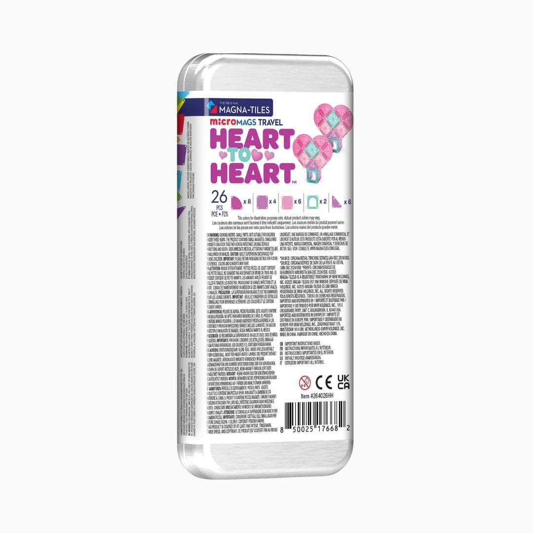 Magna-tiles travelset heart to heart mini magnetische tegels waarmee je o.a. een hartje kan maken