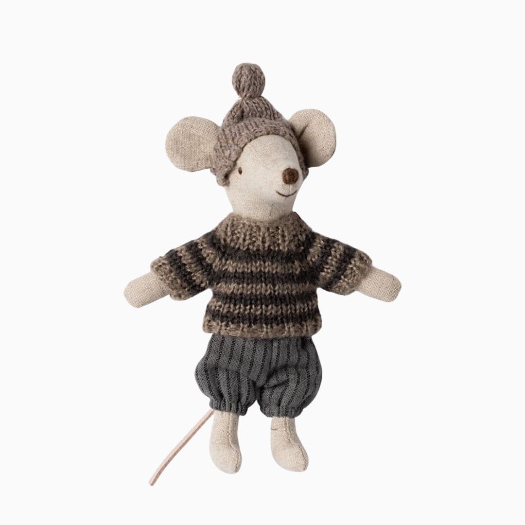 Maileg winter muis met ski set, grote broer - grey