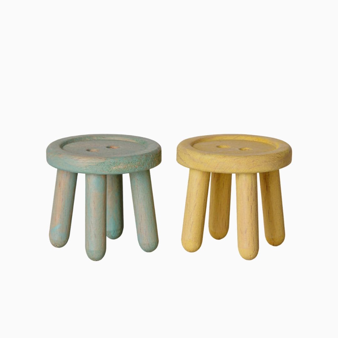 Maileg houten krukjes in de kleuren mint en light yellow