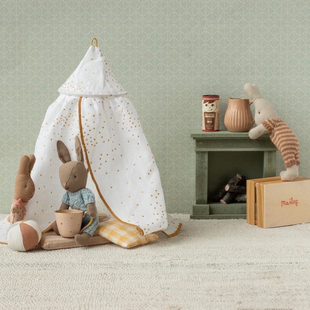Maileg openhaard in de groene kleur Dusty green 