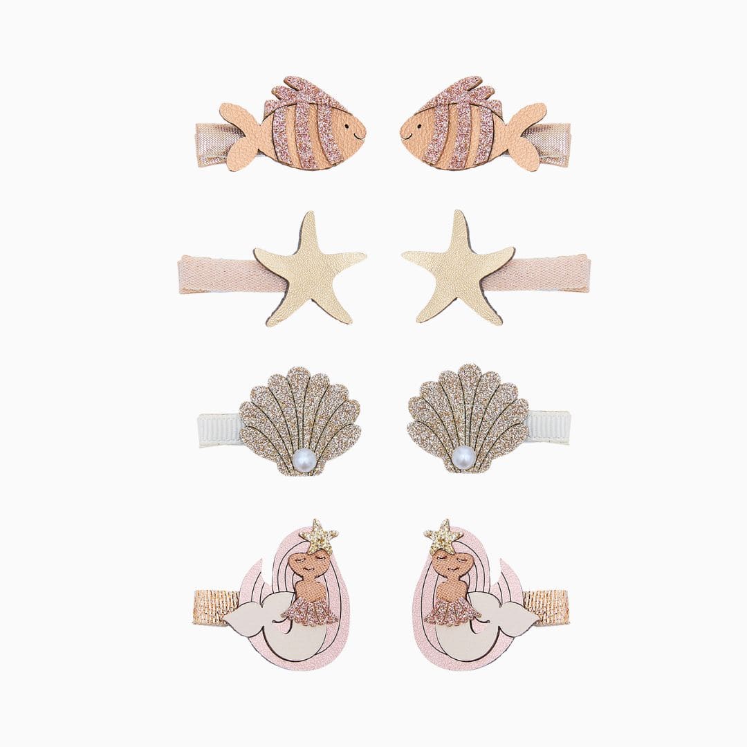 Mimi & Lula haarspeldjes met kunstlederen schelpjes en zeemeerminnen