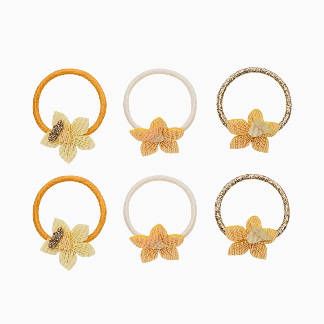 mimi & lula haarelastiekjes met kunstlederen narcissen