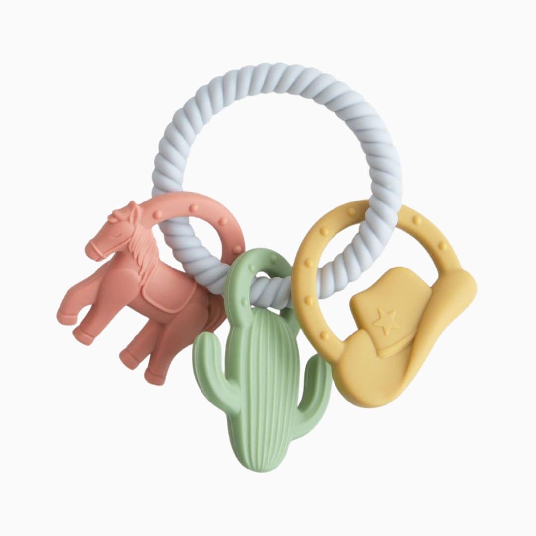 Mushie bijtring van siliconen in cowboy thema