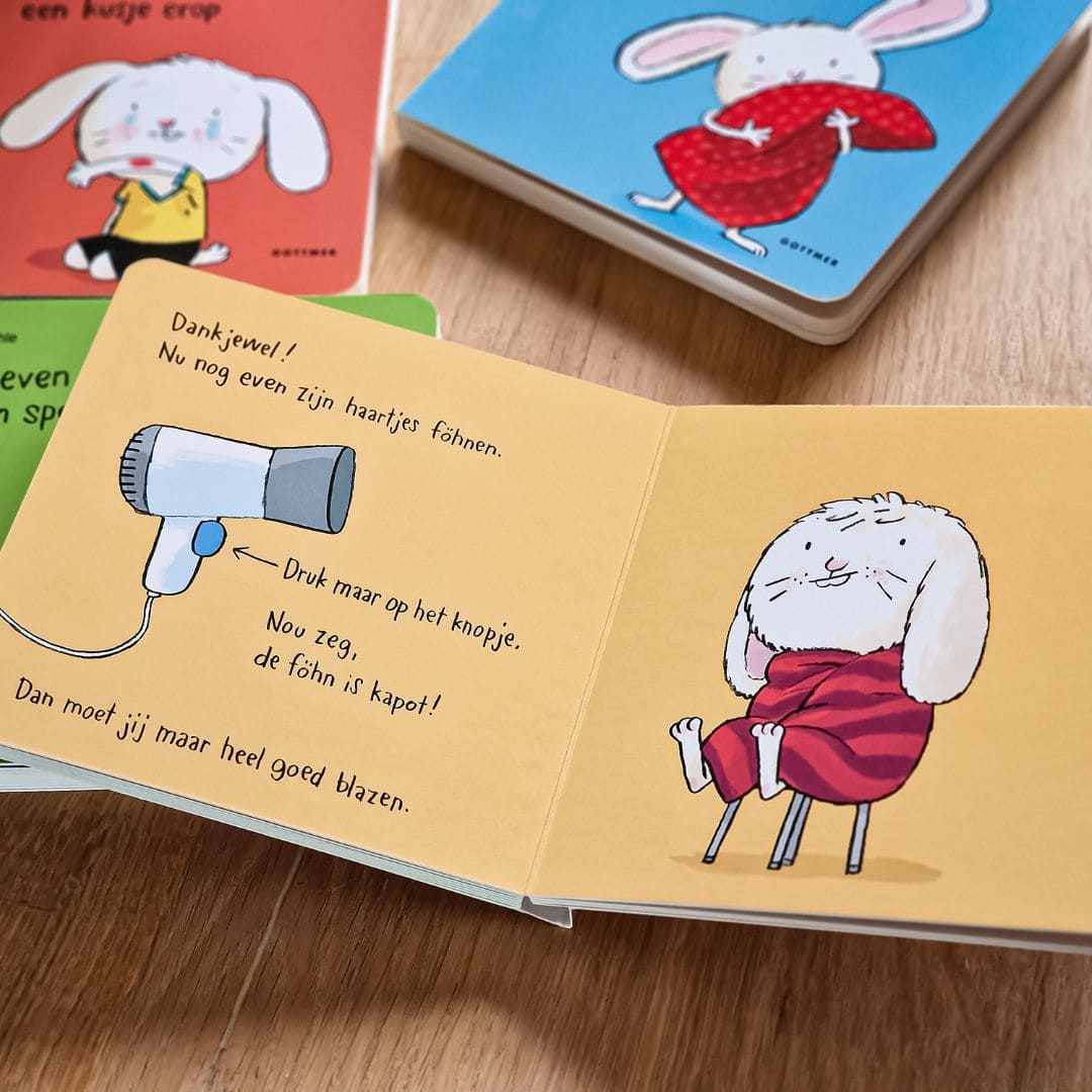 interactieve kartonboekjes van Jörg Mühle nog even mijn haartjes wassen